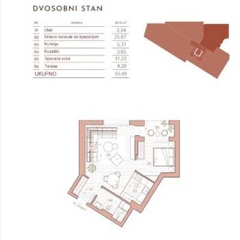Centar, Dalmatinska, 55,48m2 novogradnja