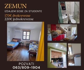 Zemun, izdajem jednokrevetne i dvokrevetne sobe