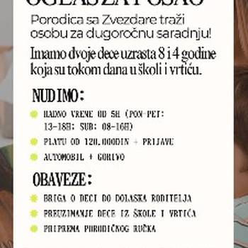 Posao za stalno: Briga o deci 4 i 8 godina